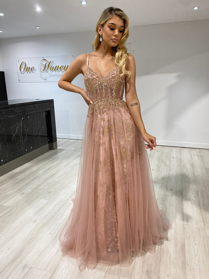 Honey Couture NORA Rose Gold Tulle ...
